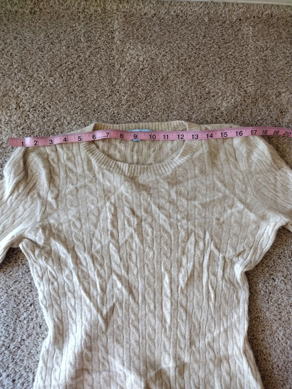 Antonio Melani Cashmere Beige Cable Knit Women's Sweater L - Picture 14 of 16